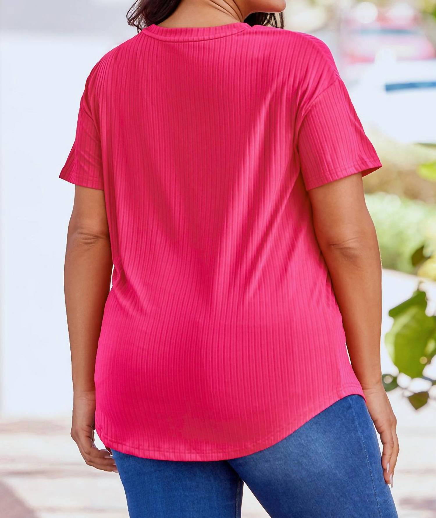 Dear Lover - Rose Plus Size Ribbed Knit Top