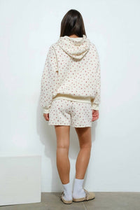 Pretty Garbage Cherry Bow Print Sweat Shorts in ivory - women's shorts - view 4