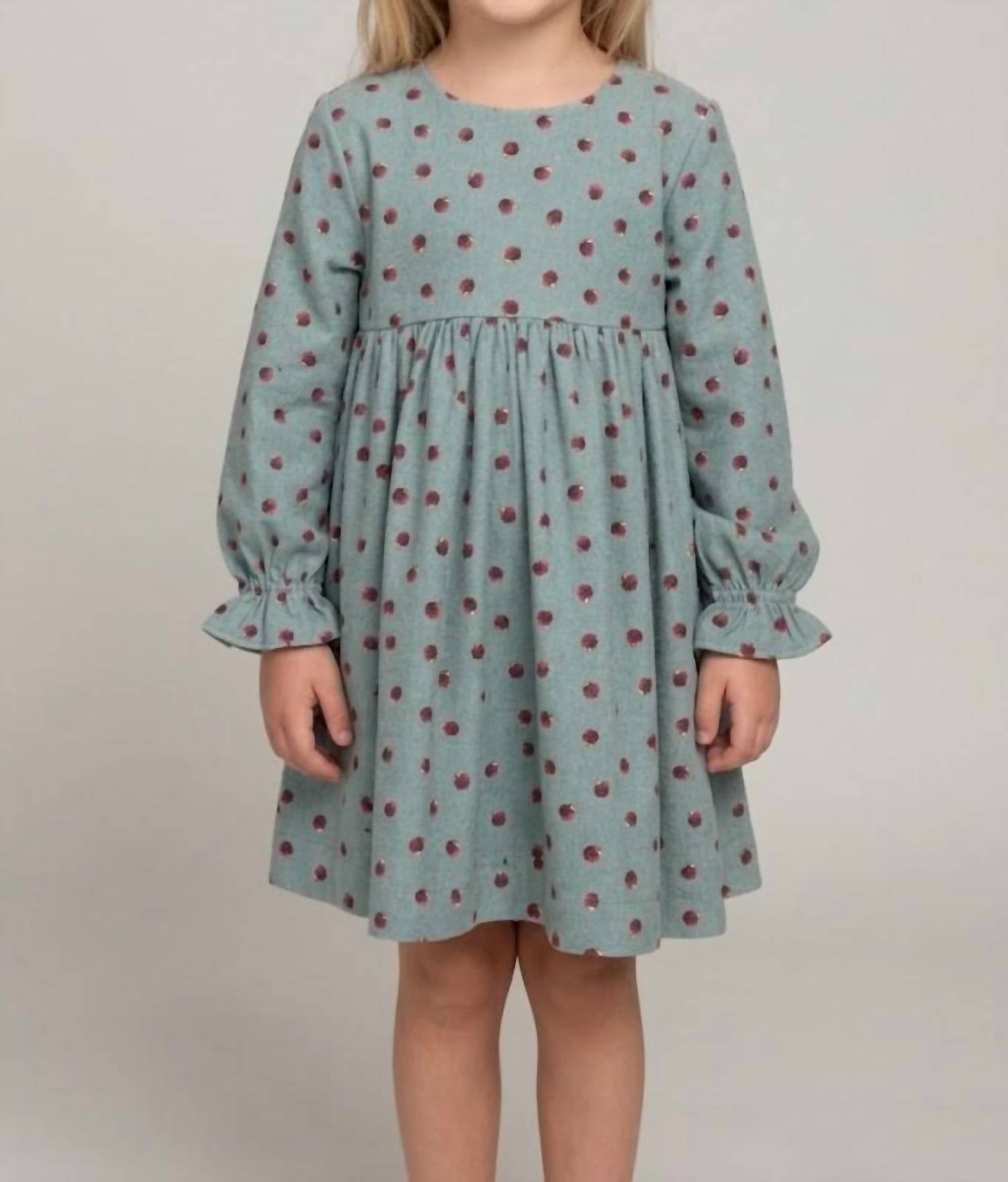 Petit Bateau - Girls Corduroy Apple Print Dress