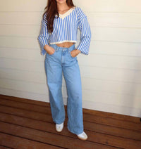 Act Pretty - V-neck Striped Sweater