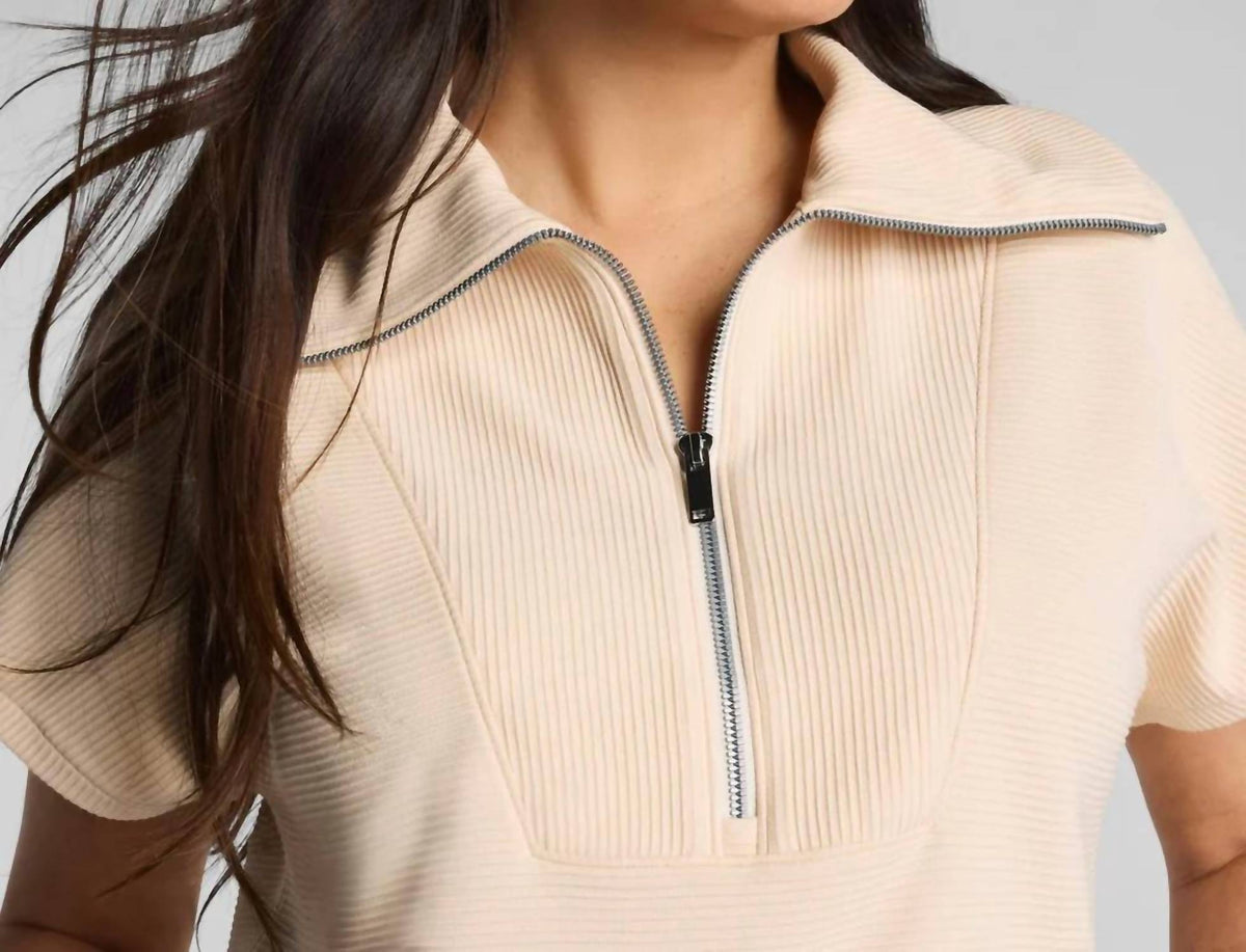 Spanx - French Rib Short Sleeve Half Zip Top