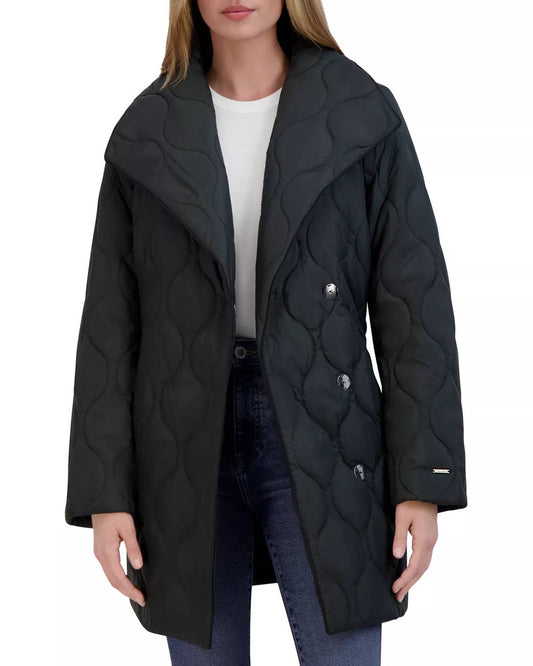Tahari - Janelle Quilted Wing Collar Coat