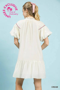 Umgee - Boho Floral Embroidered Mini Dress