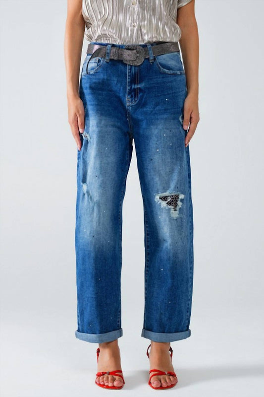 Q2 - Distressed Straight Leg Jeans