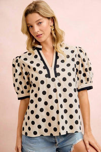 Bibi - Polka Dot Printed Blouse - Plus