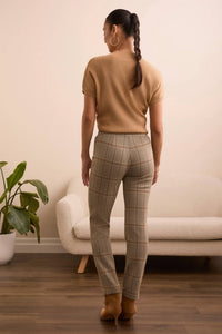 Tribal - Plaid Knit Ponte Pull-on Ankle Pant