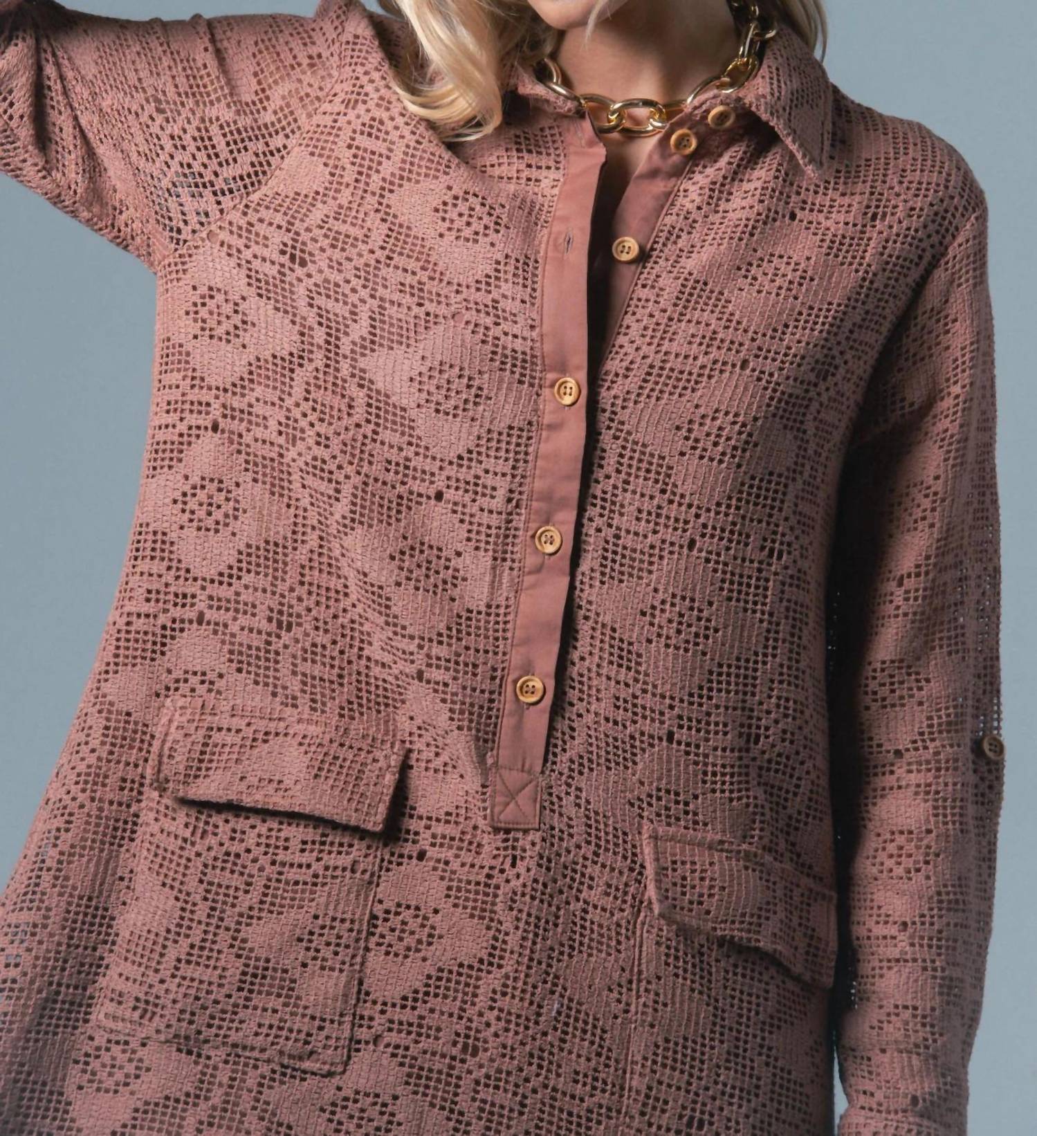 THE SHIRT Women's The Raya Dress in mocha mousse - women's dress - alternate view