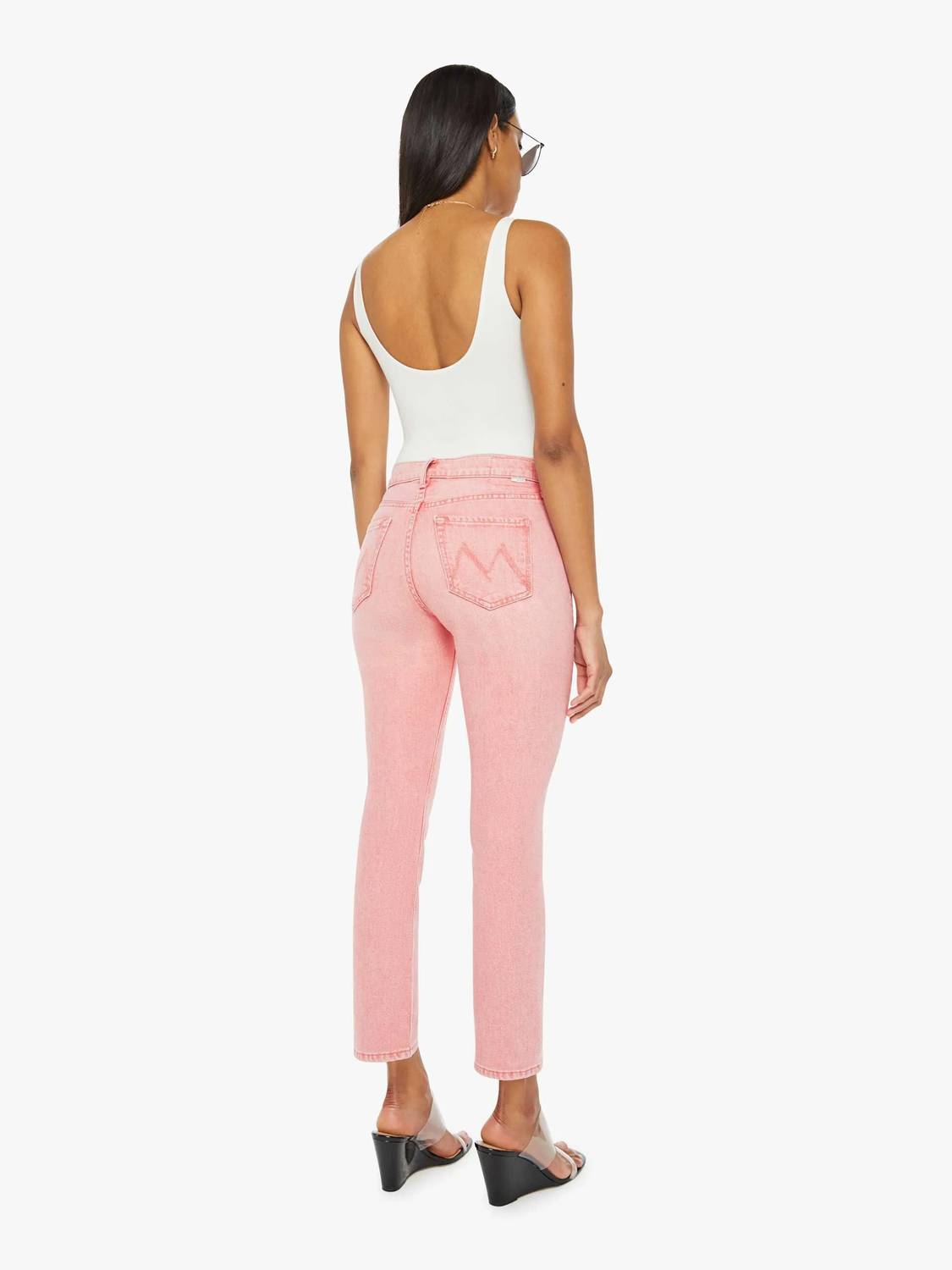 Mother The Mid Rise Dazzler Ankle Jean in sunset coral twice as nice - women's jeans - alternate view