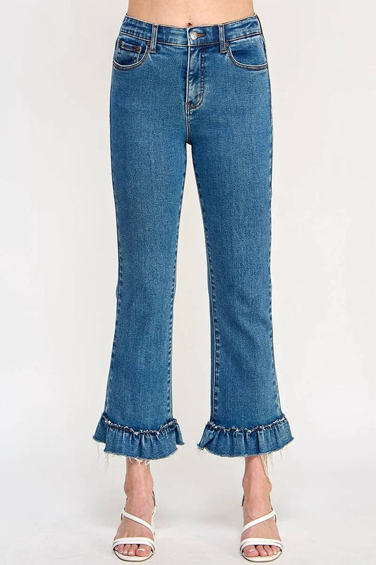 Special A - Tummy Control Kick Flare Jeans With Ruffle Hem