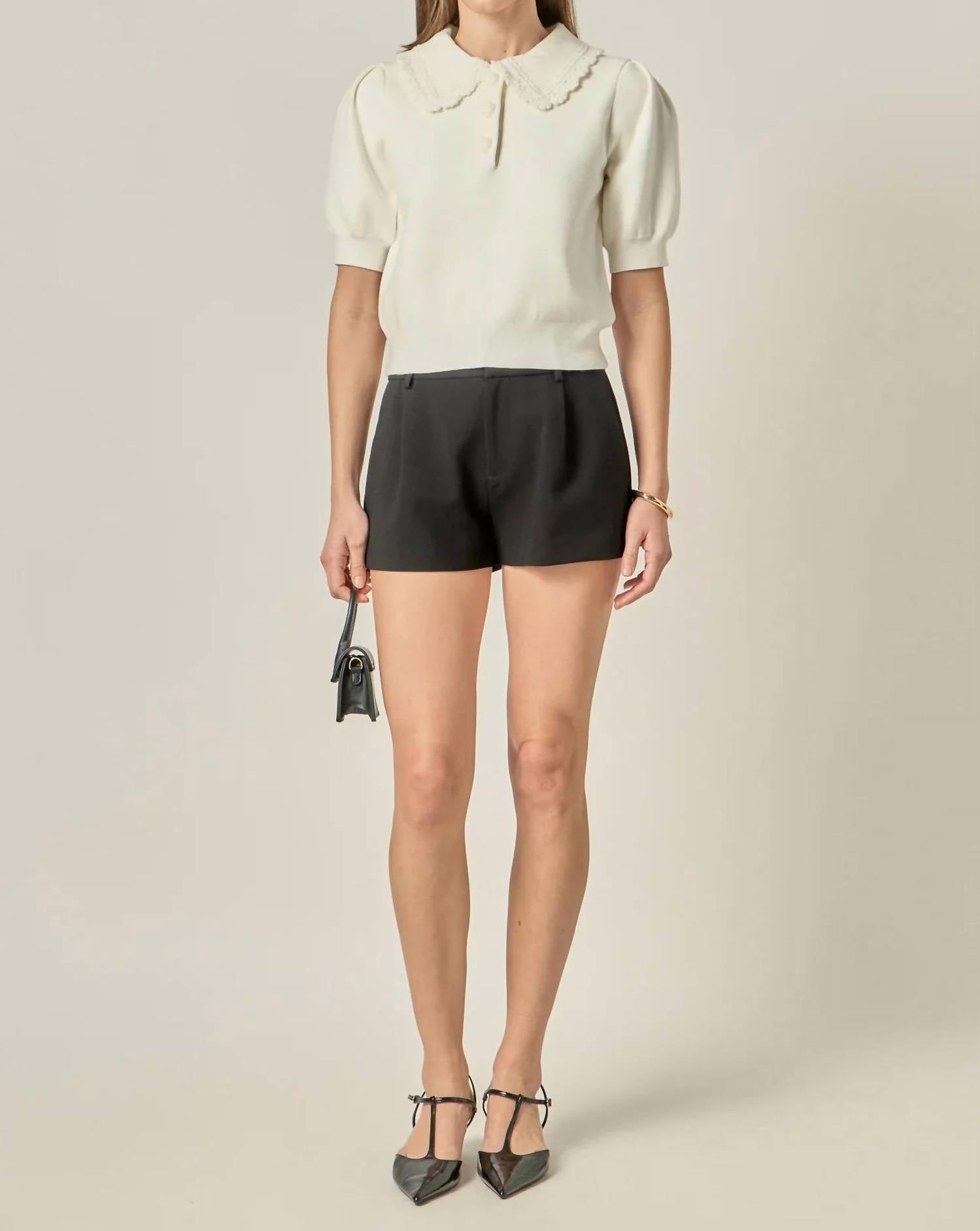 Endless Rose - Scallop Collar Knit Top