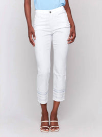 Charlie B - Embroidery trim fringe jeans
