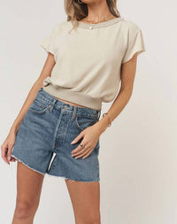PROJECT SOCIAL T Zaya Textured Crew Neck Tee in champagne - women's sweater