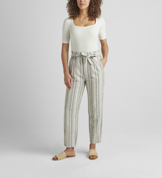 Belted Pleat High Rise Tapered Leg Pant