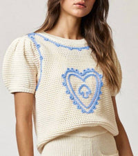 Lalavon - Celine Puff Sleeve Top And Pants Set