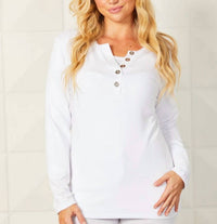 French Kyss - Button Detail Long Sleeve Top