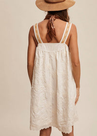 Listicle - Arya Embroidered Overall Mini Dress