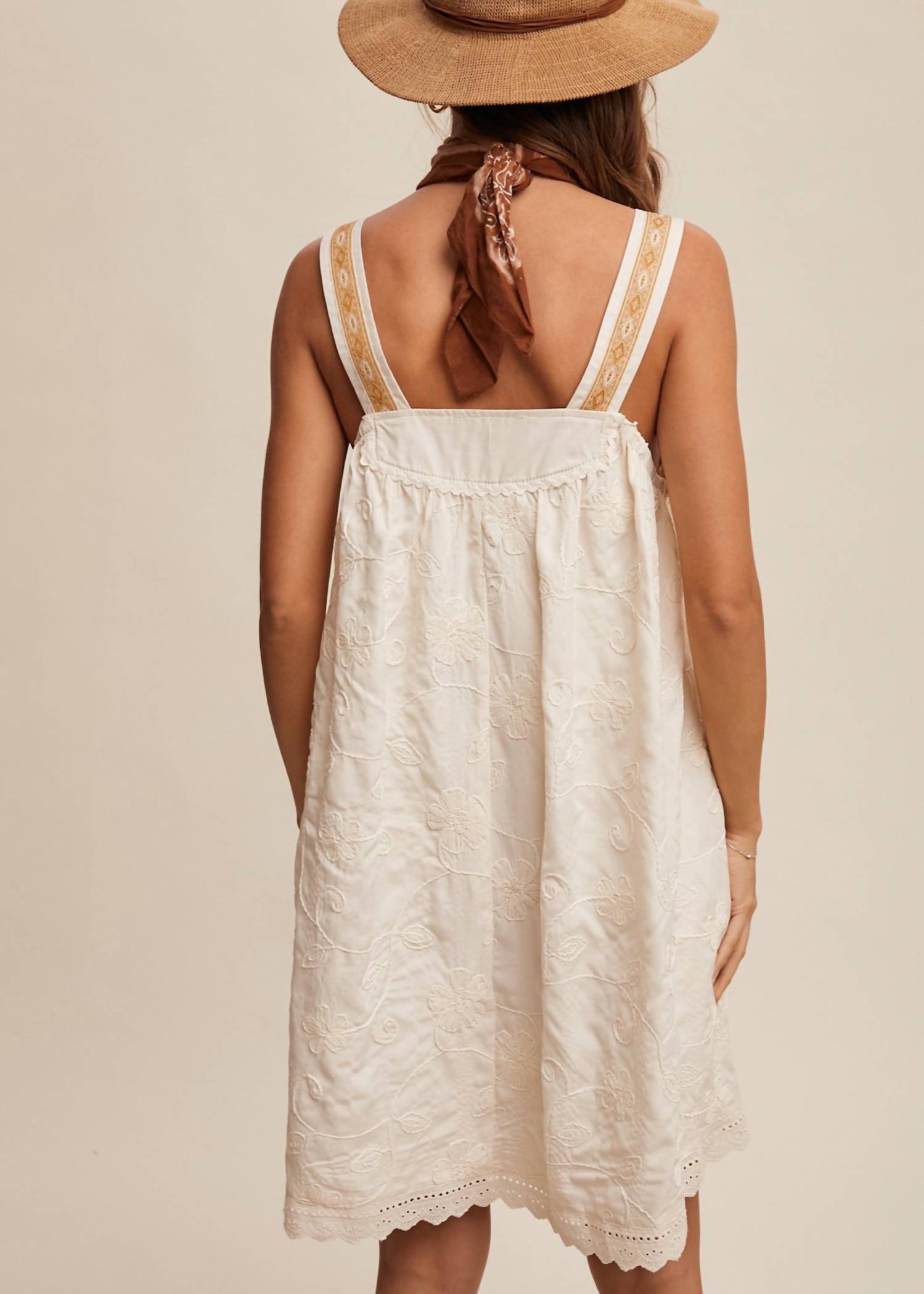 Listicle - Arya Embroidered Overall Mini Dress