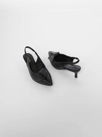 All Black - Women's Flatbow Kitten Slingback Heel
