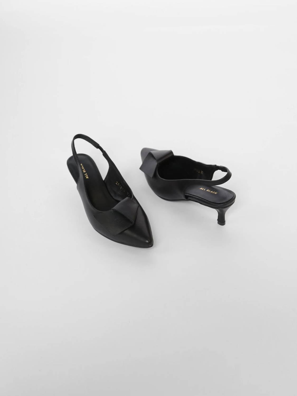 All Black - Women's Flatbow Kitten Slingback Heel