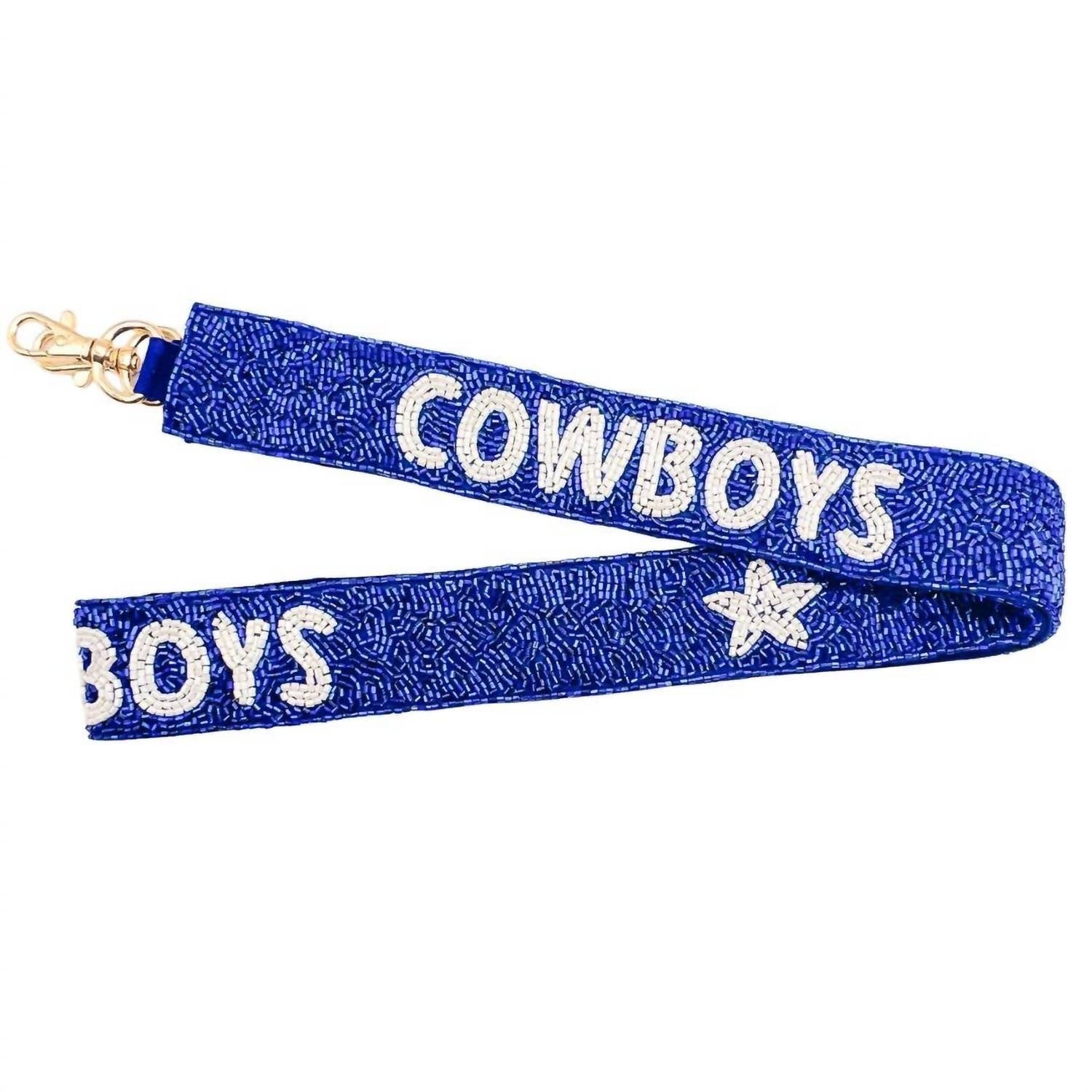 Treasure Jewels Cowboys Beaded Bag Strap in blue - women's item - detail view