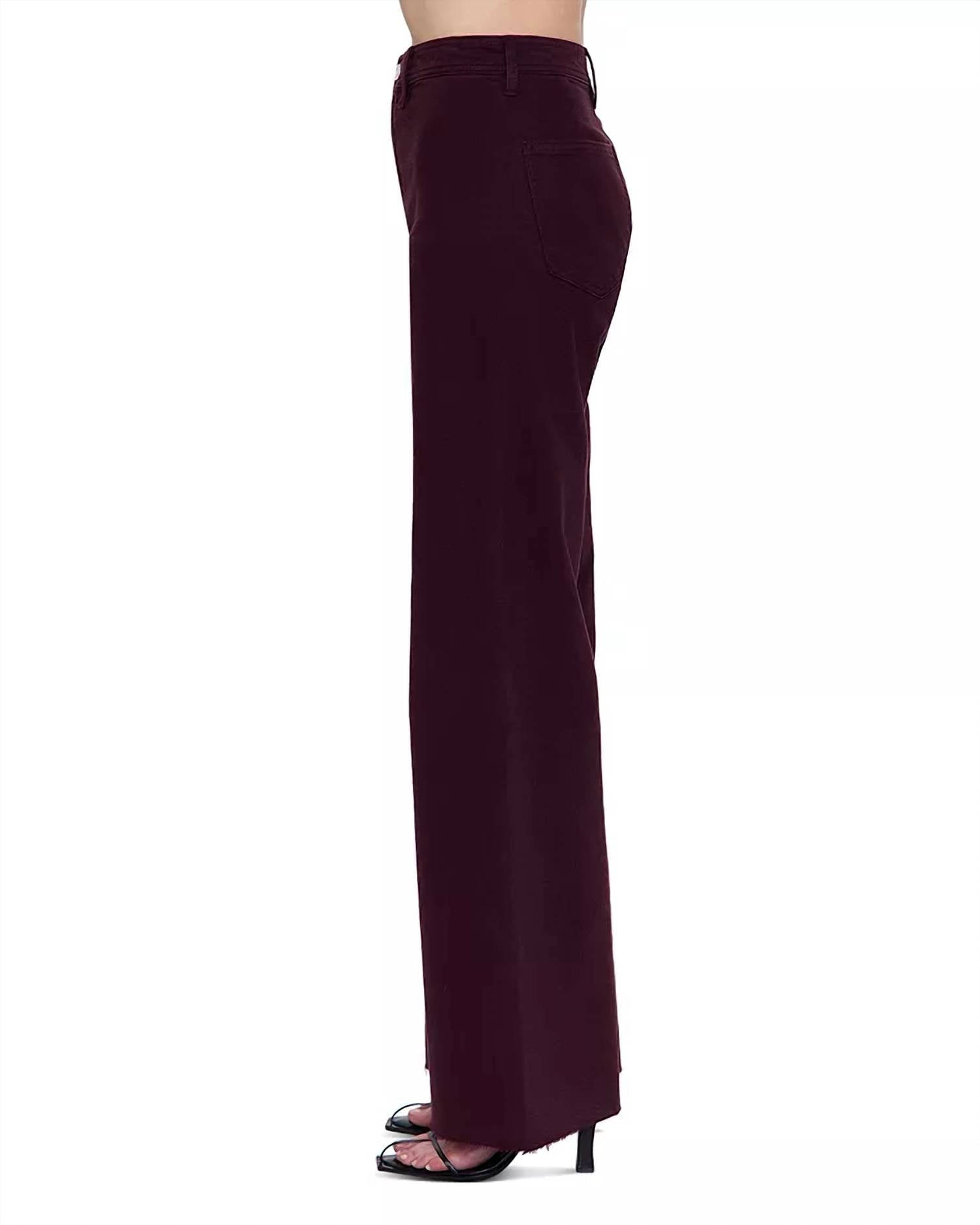 PISTOLA Women's Penny High Rise Wide Leg Pants in claret - women's jeans - detail view