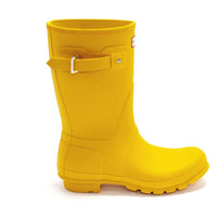 HUNTER Women's Original Short Rain Boot in yellow - women's shoe - detail view