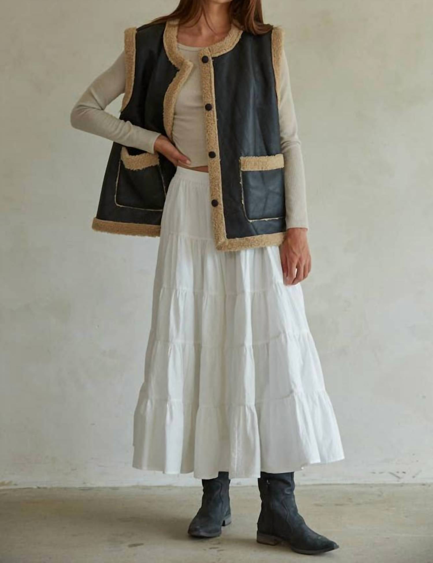 By Together - Shiloh Woven Button Down Sleeveless Vest