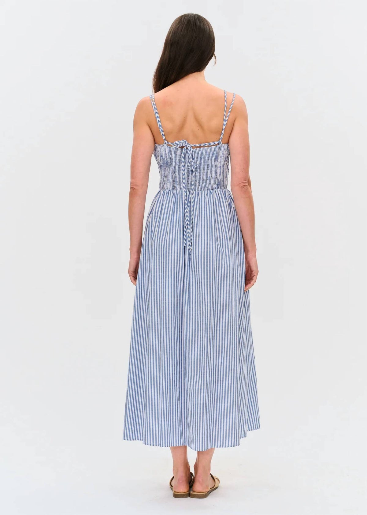 Six/Fifty - Ebony Striped Poplin Smocked Dress