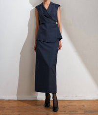 Acaria Studio Stardust Midi Skirt in navy - women's skirt