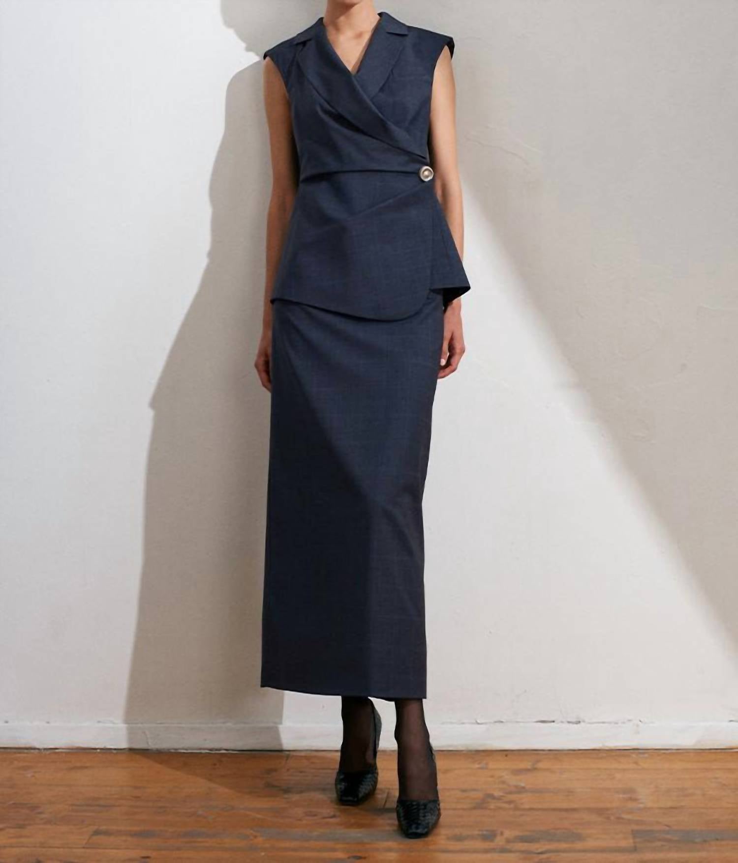 Acaria Studio Stardust Midi Skirt in navy - women's skirt