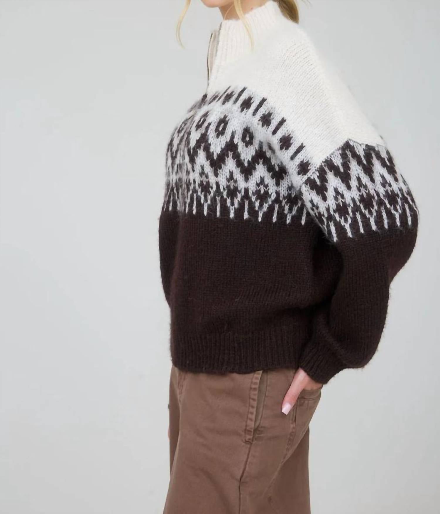 Blu Pepper - Fair Isle Half Zip Sweater