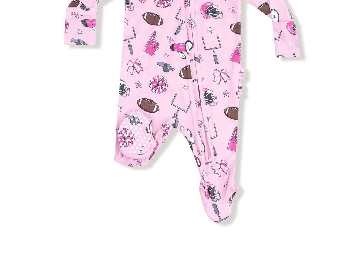 Angel Dear - Girls Two Way Ruffle Back Zipper Footie