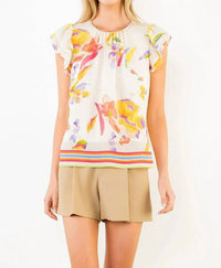 Thml - Short Ruffled Sleeve Floral Top