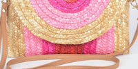 3Am By H&D Accessories - Women's Colorful Faux Straw Envelope Clutch Bag