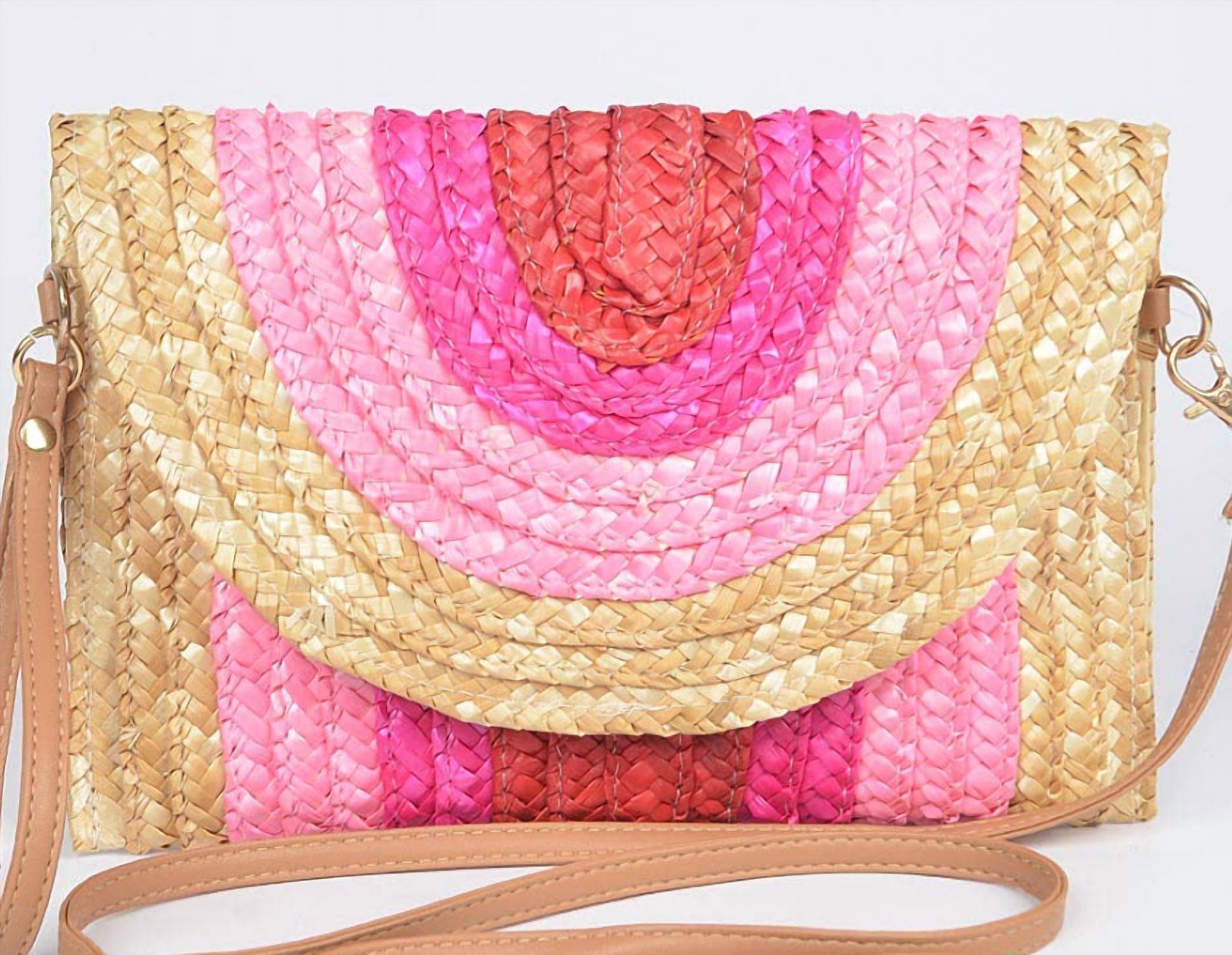 3Am By H&D Accessories - Women's Colorful Faux Straw Envelope Clutch Bag