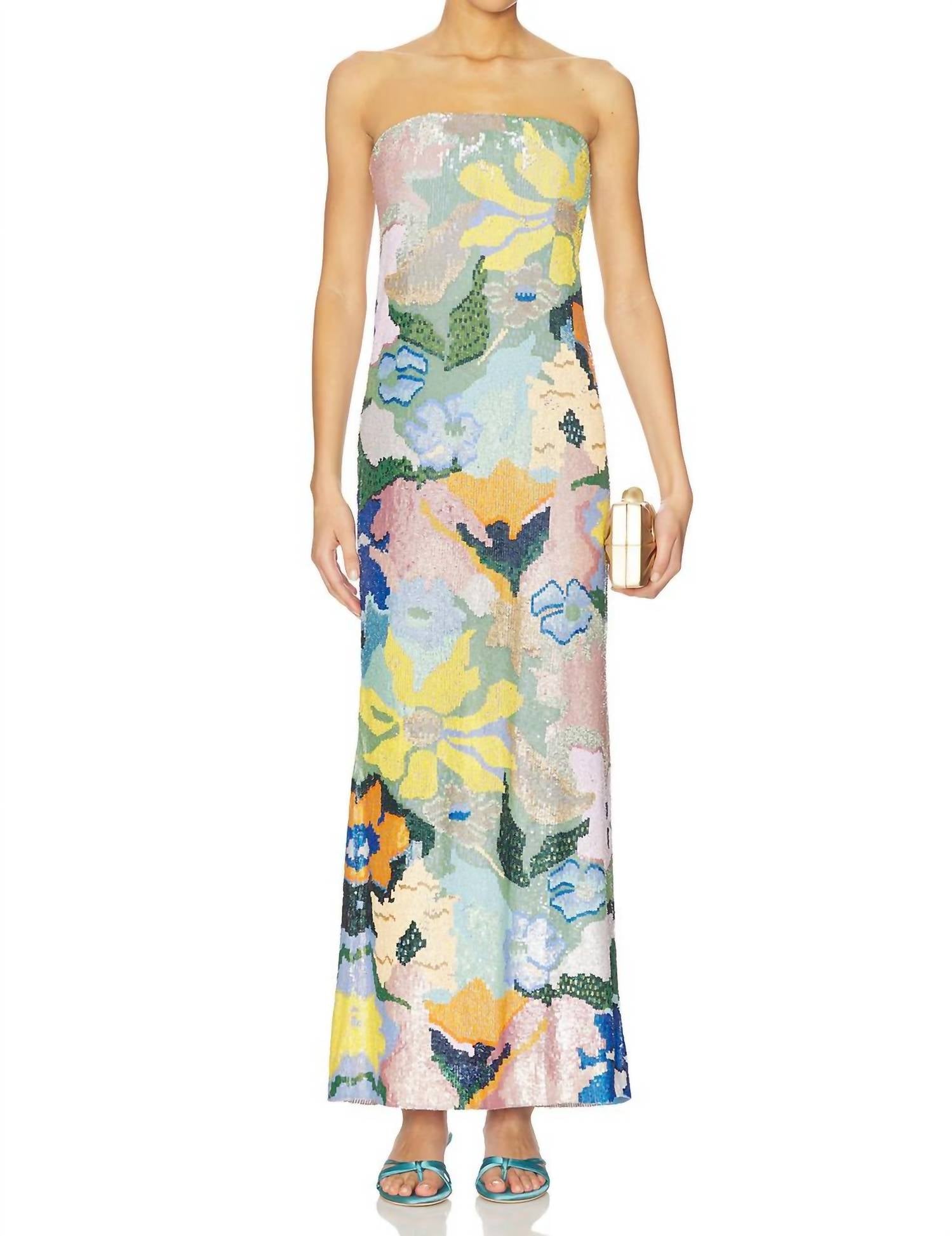 La Fuori - Floral Jacquard Embroidered Gown