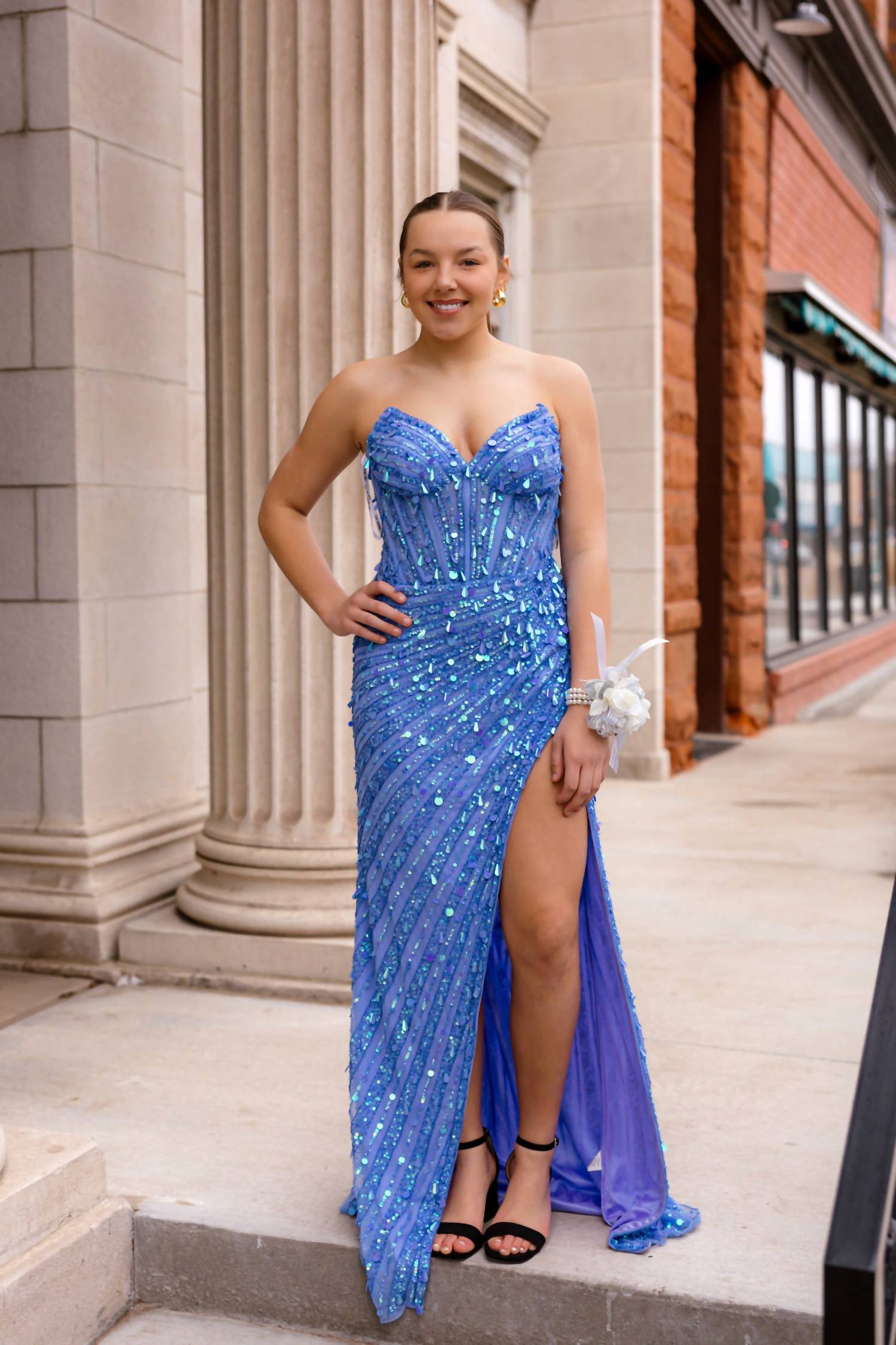 Sherri Hill - Strapless Sequins Prom Dress