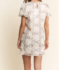 J.Nna - Floral Stitched Tulle Sequins Mini Dress