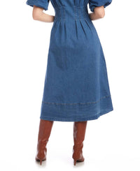 Fifteen Twenty Esme Midi Shirtdress in denim - women's dress - detail view