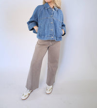 STEVE MADDEN Rhode Denim Jacket in aruba blue - women's jacket - detail view