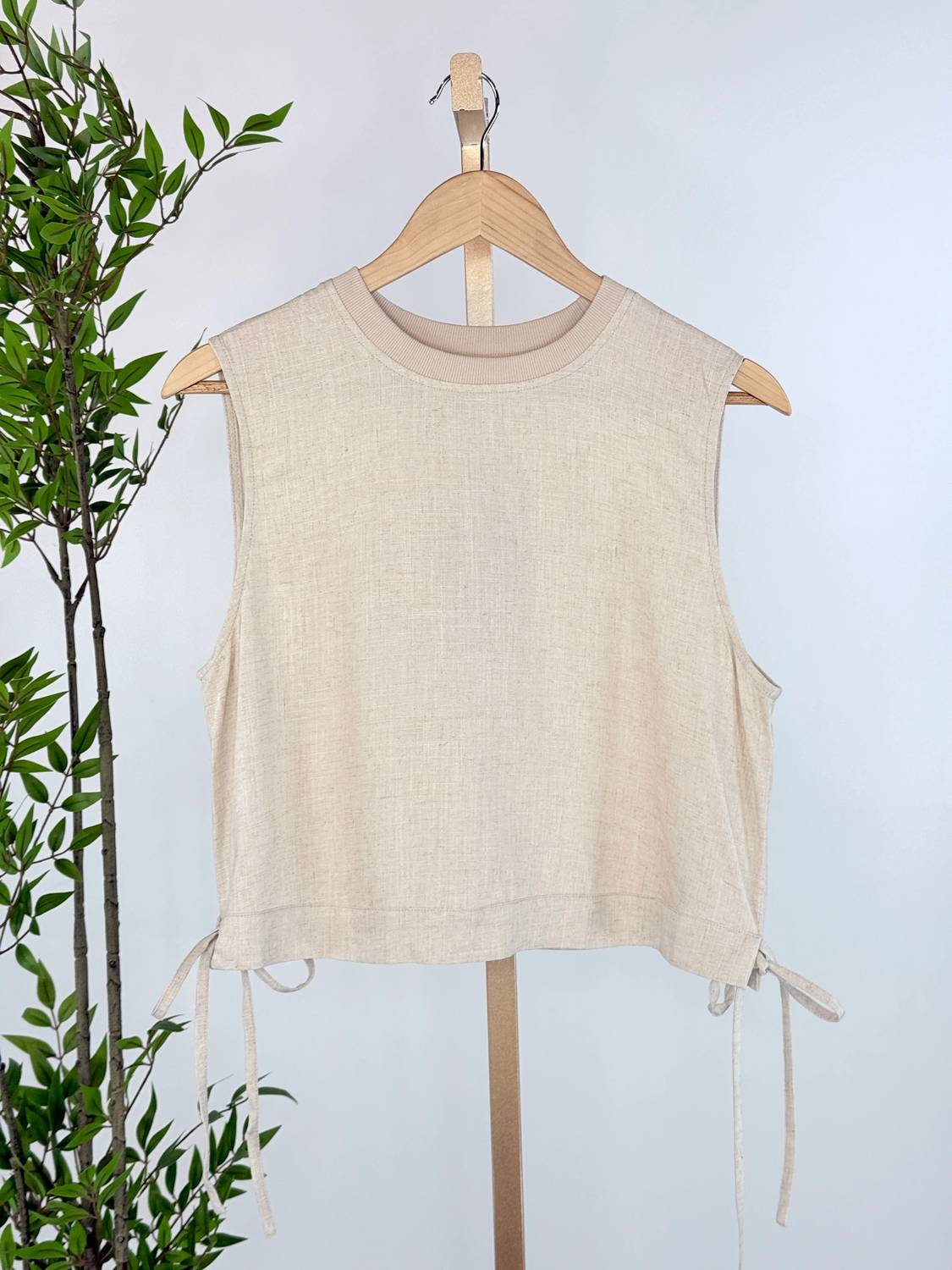 Apricot - Linen Blend Crop Top