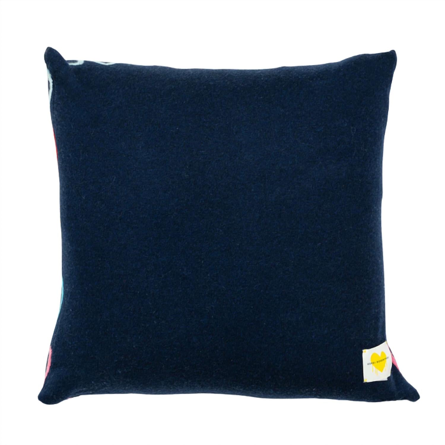 KERRI ROSENTHAL Imperfect Heart Stripe Knit Cashmere Pillow in multi color - item - alternate view