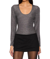 Lna - Jacinda Lurex Rib Long Sleeve Top