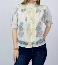 Ivy Jane - Metallic Trim Paisley Top