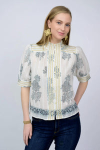 Ivy Jane - Metallic Trim Paisley Top