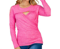 White Birch - Long Sleeve Knit Keyhole Top - Plus