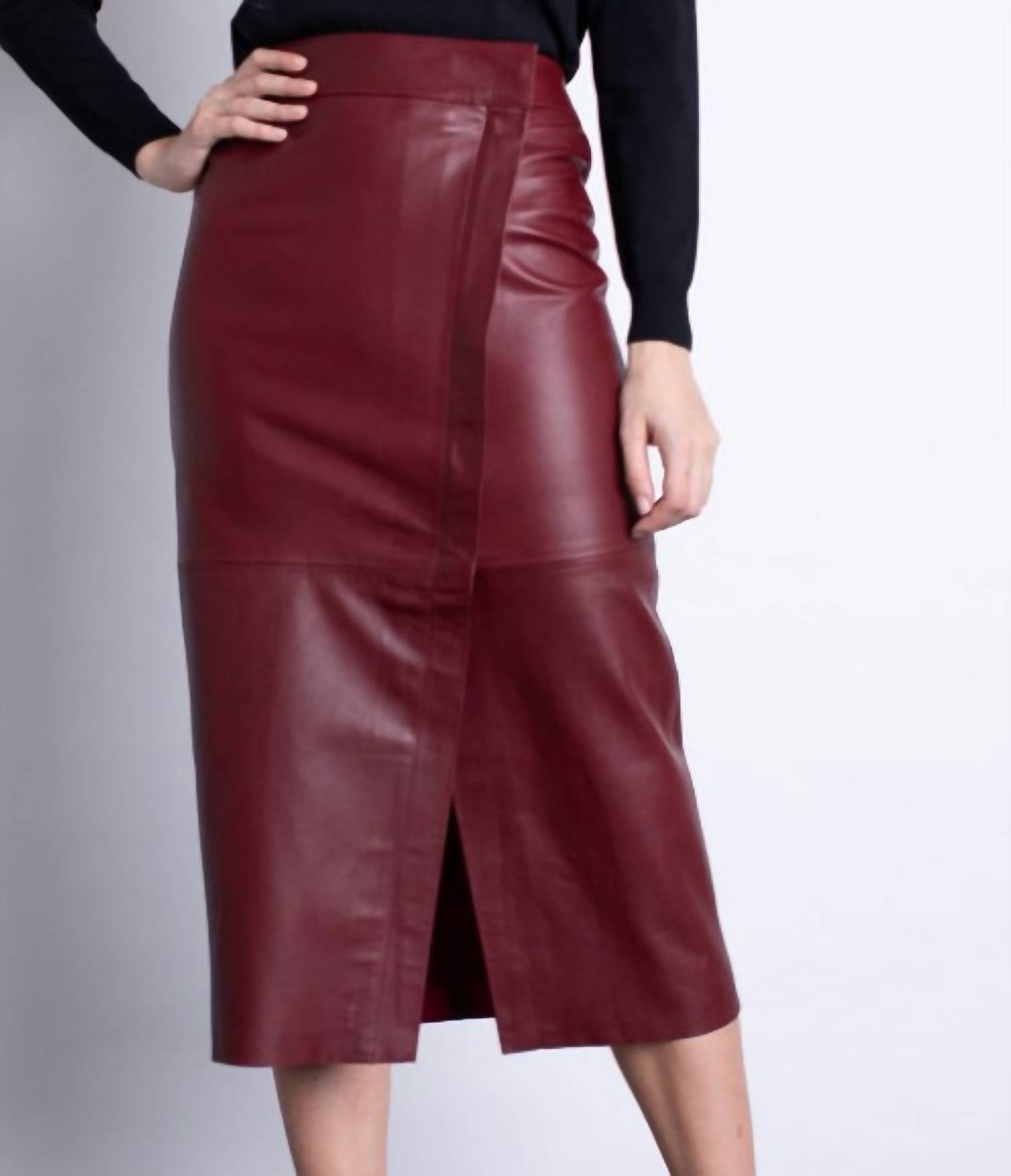 Karina Grimaldi - Romina Leather Midi Skirt