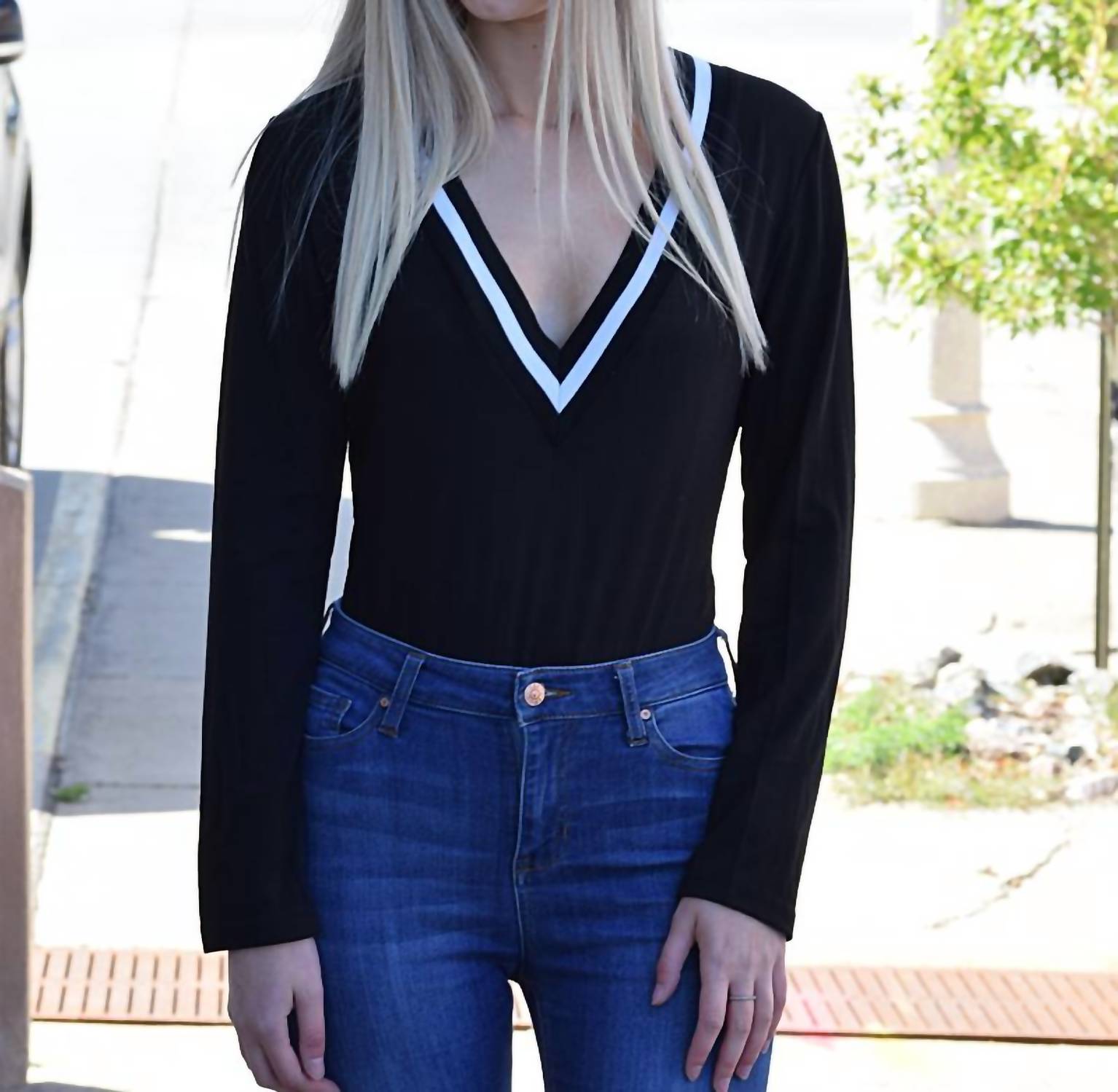 Esley Collection - Simply Chic V Neck Bodysuit