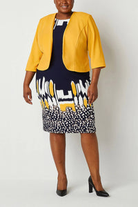 Maya Brooke - Abstract Print Cropped Jacket Dress