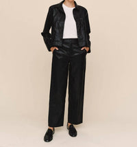 Bella Dahl Faux Leather Pants in black - women's pants - view 5